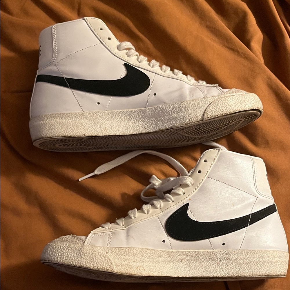 Nike White and Black High-Top Sneakers